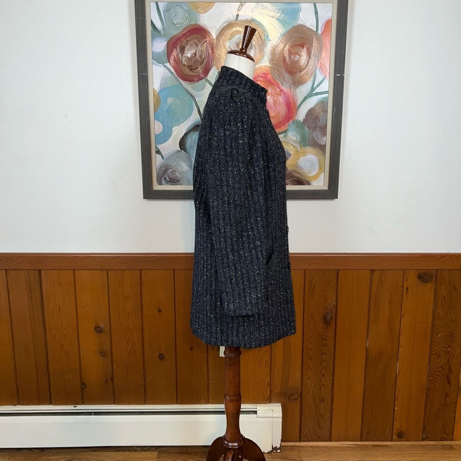 Vintage Darling Vintage 1980s New York Girl Striped Wool Tweed Coat! Size S / US 4 / IT 40 - 5 Thumbnail