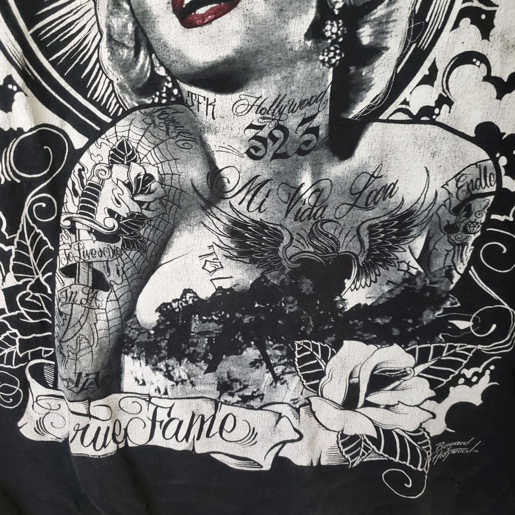 Vintage Marilyn Monroe T-shirt Urban Streetwear Tattoo Art Tee Men's XL Black Size US XL / EU 56 / 4 - 3 Thumbnail