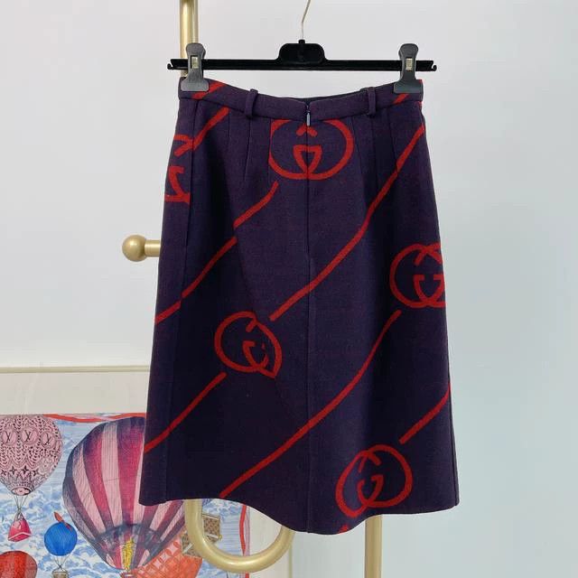 Gucci Gucci Purple wool logo skirt Size 25" / US 0 / IT 36 - 2 Thumbnail