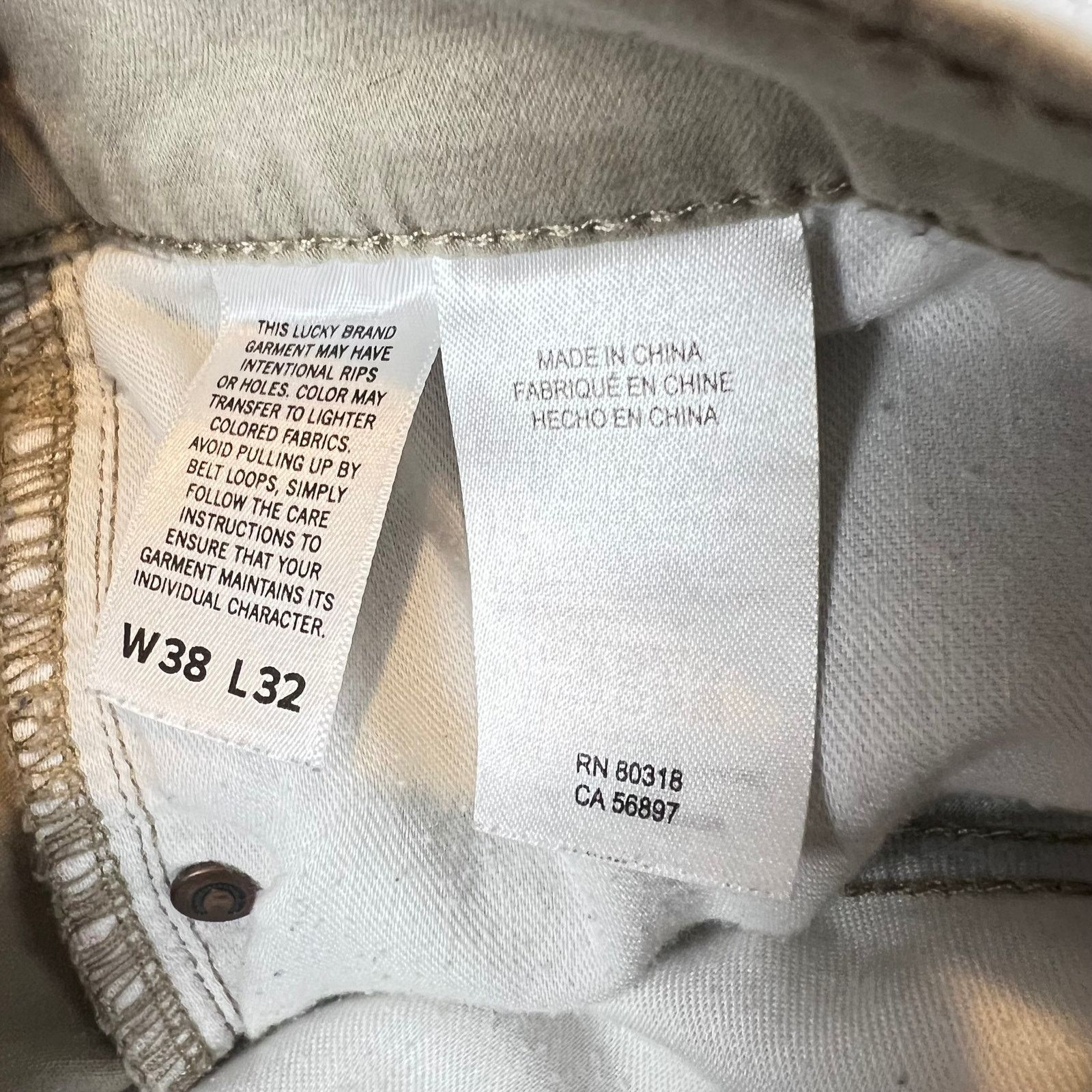 Lucky Brand Lucky Brand Jeans Mens 38x32 Tan 121 Slim Straight Stretch Size US 38 / EU 54 - 5 Thumbnail