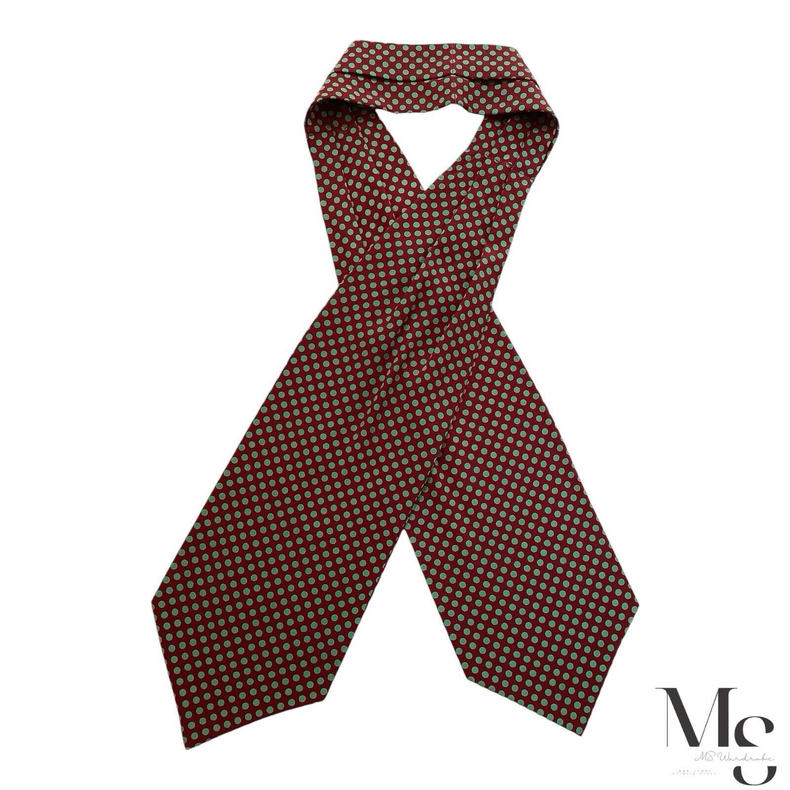 Other BEAUTIFUL Burgundy & Green Polka Dot Silk ASCOT CRAVAT W:6" Size ONE SIZE - 1 Thumbnail