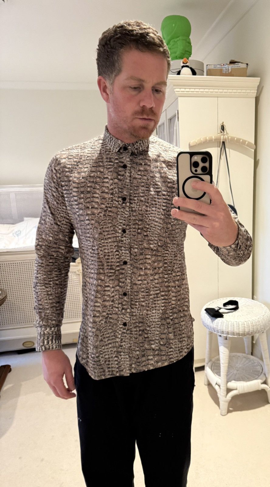 Saint Laurent Paris SS14 Saint Laurent crocodile shirt Hedi Slimane 40 Size US L / EU 52-54 / 3 - 6 Thumbnail