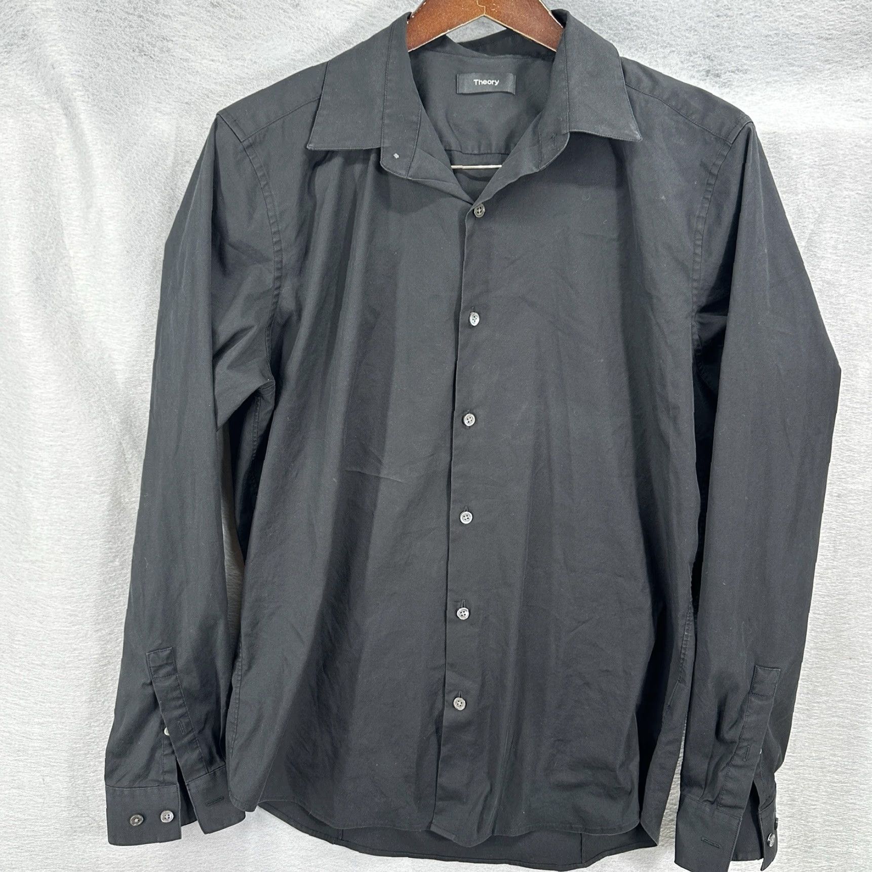 Theory Theory Button-Up Shirt Men Large Black Stretch Cotton Polyester Spandex Preppy Classic Size US L / EU 52-54 / 3 - 2 Thumbnail