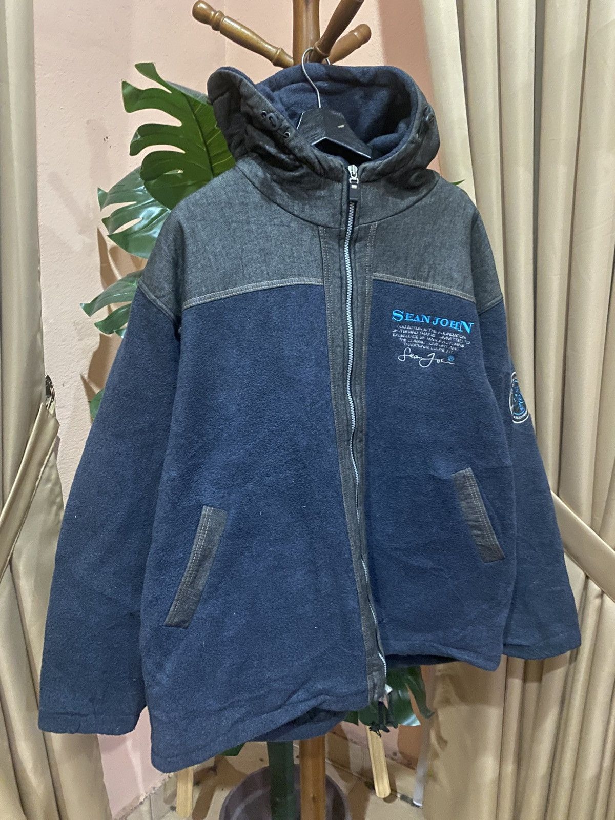 Sean John Vintage Sean John Hooded Fleece Jacket Made in Korea Size US XL / EU 56 / 4 - 4 Thumbnail