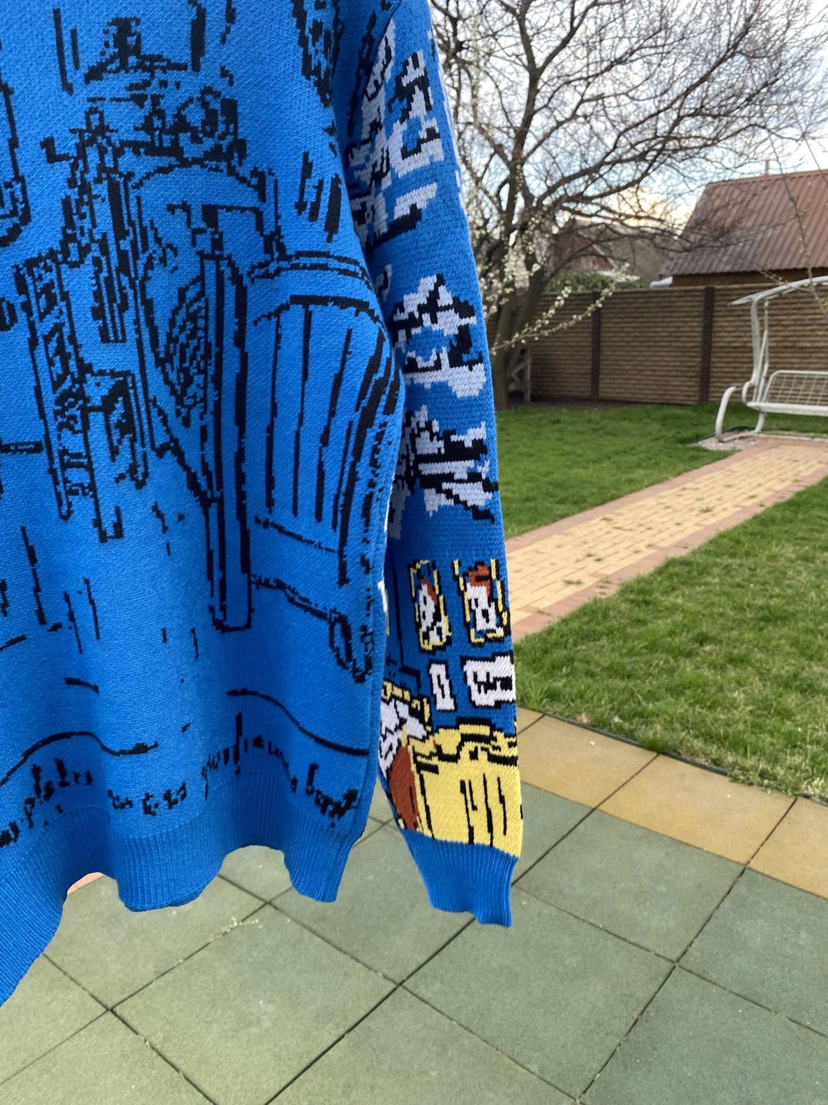 Vintage Van Gogh Art Sweater Blue Graphic Knit Size L Vintage Style Size US L / EU 52-54 / 3 - 9 Thumbnail
