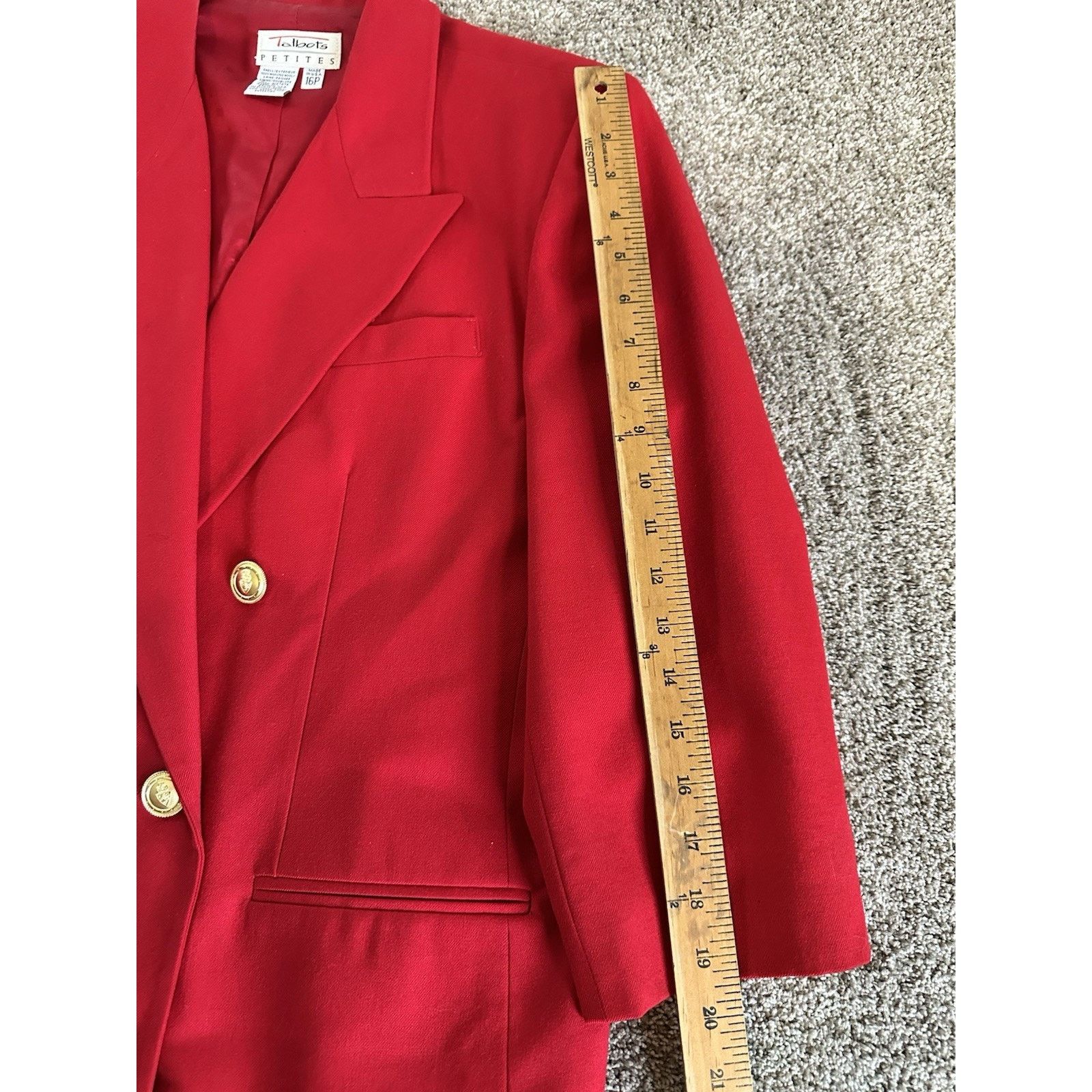 Talbots Vintage Talbots Women’s Blazer Jacket 16 Petite Red Wool Size XXL / US 16-18 / IT 52-54 - 8 Thumbnail