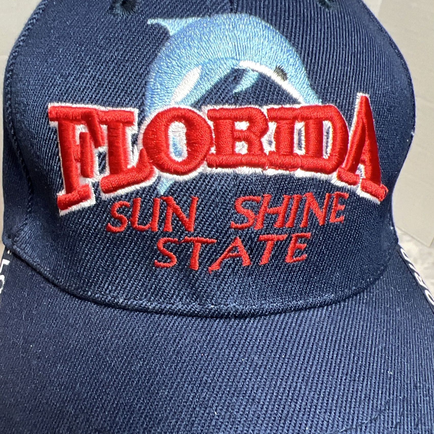 Vintage VINTAGE Florida Sun Shine State Hat Dolphin Embroidered Adult Baseball Cap Adjustable Mens Blue Size ONE SIZE - 6 Thumbnail