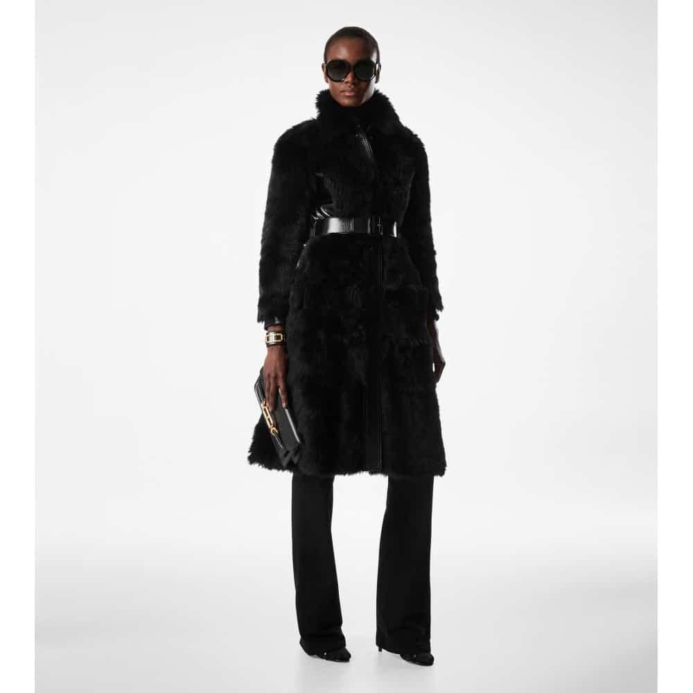 Tom Ford o1loc1c0226 CPF711 Shearling Belted Coat in Black Size XS / US 0-2 / IT 36-38 - 3 Thumbnail