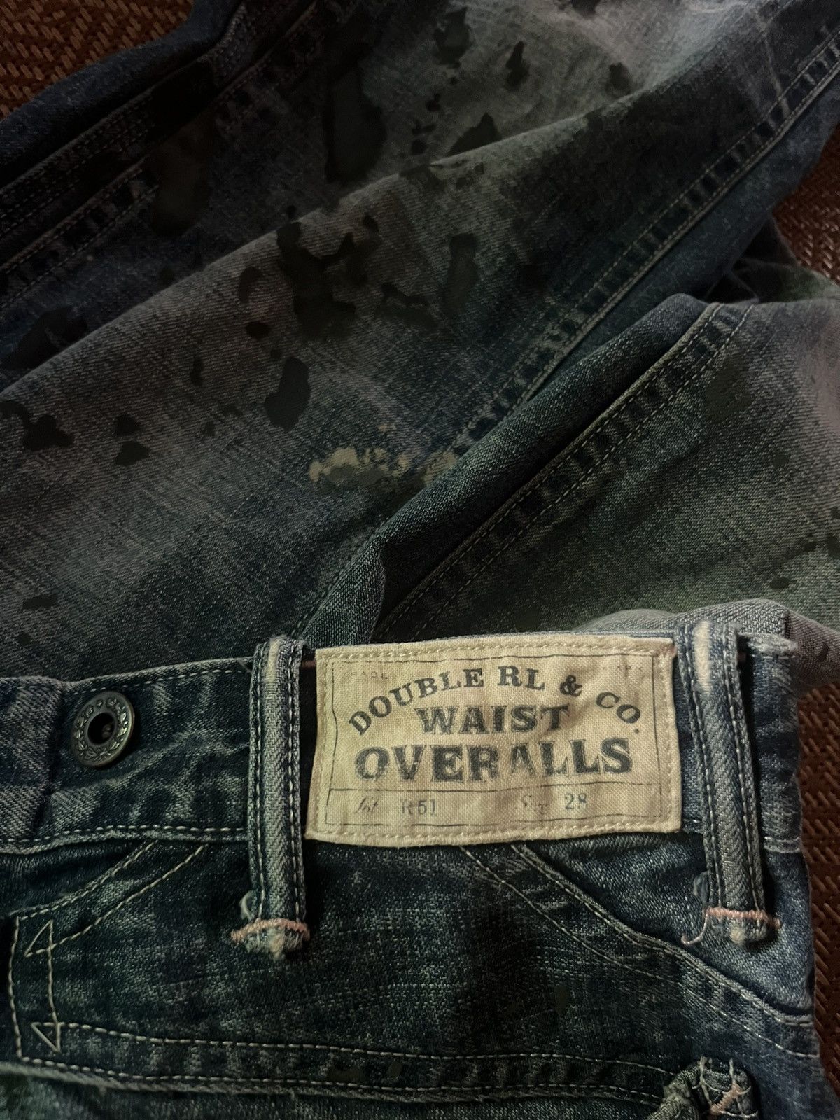 RRL Ralph Lauren Double RL & co Waist Overalls Double Knee Paint denim pants Size US 31 - 3 Thumbnail
