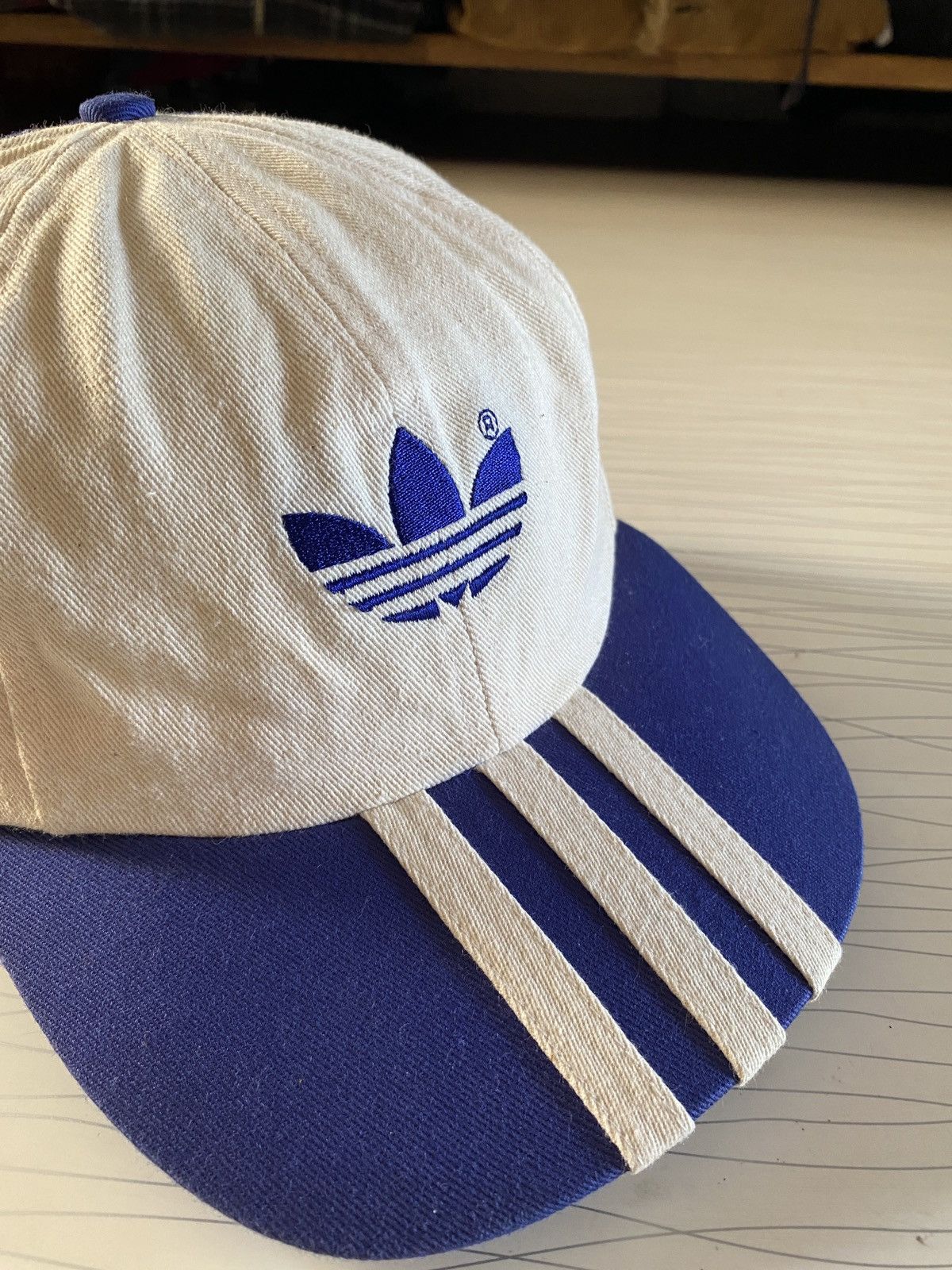 Adidas Vintage Adidas White Blue Cap Hat Size ONE SIZE - 5 Thumbnail