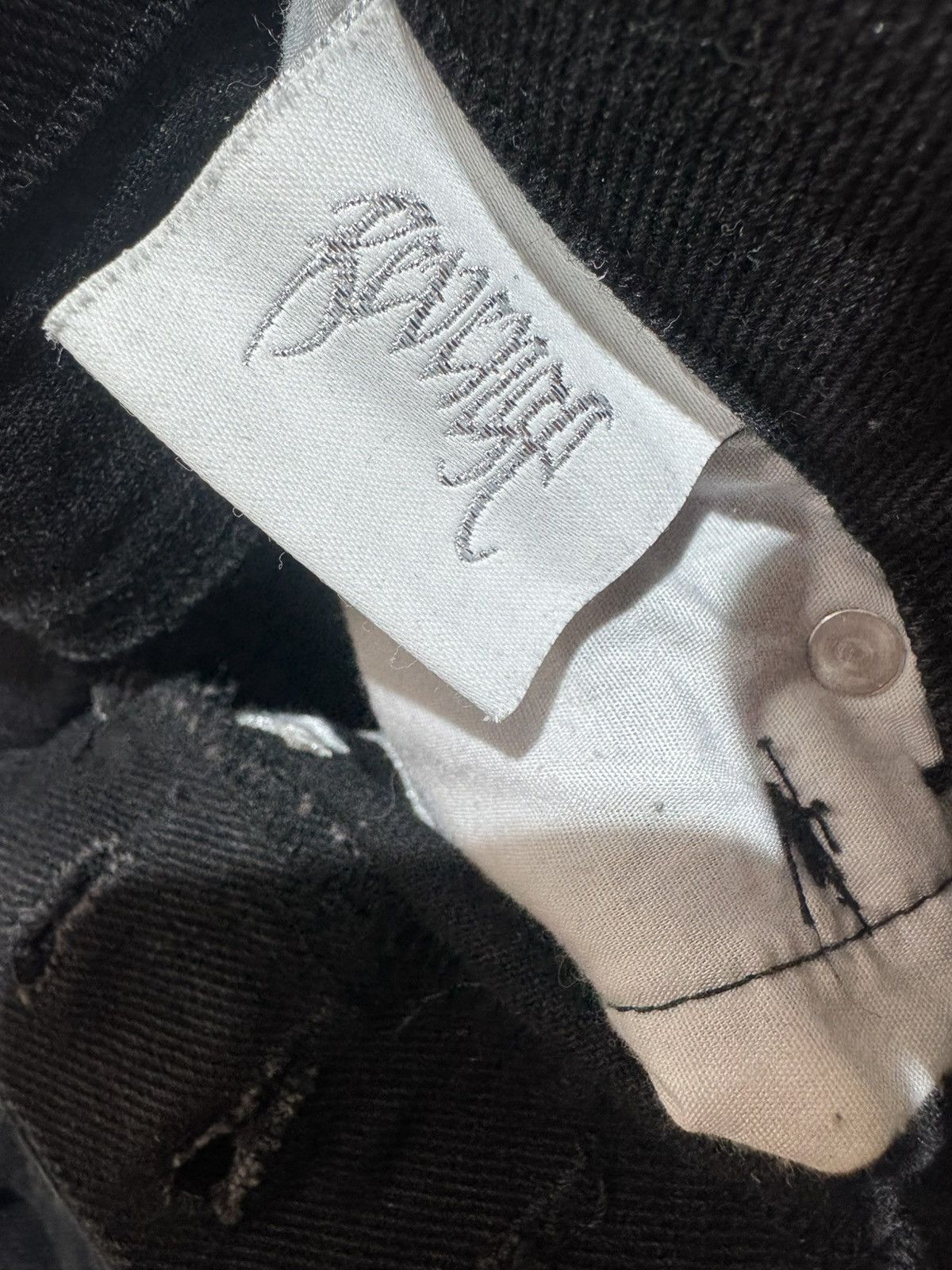 Revenge Embroidered Denim Jeans Black/White