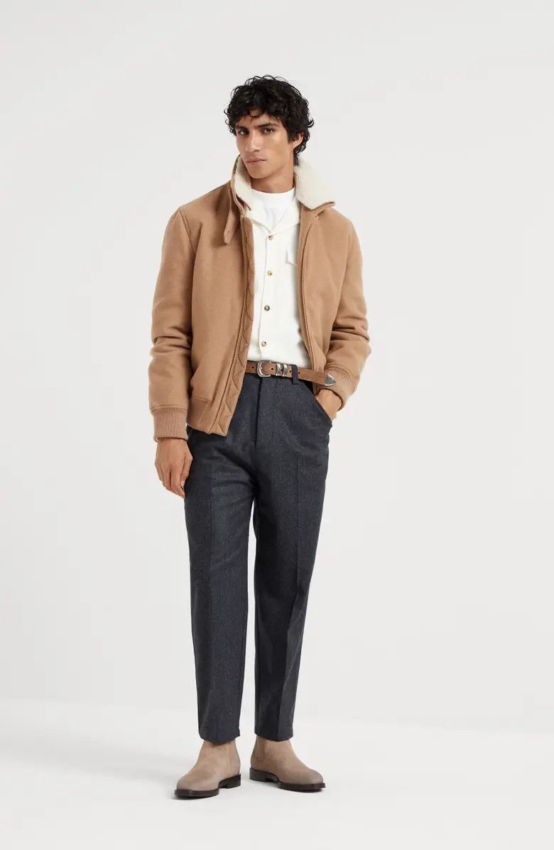 Brunello Cucinelli o1w1db10326 Cashmere Bomber Jacket in Camel Brown Size US M / EU 48-50 / 2 - 3 Thumbnail