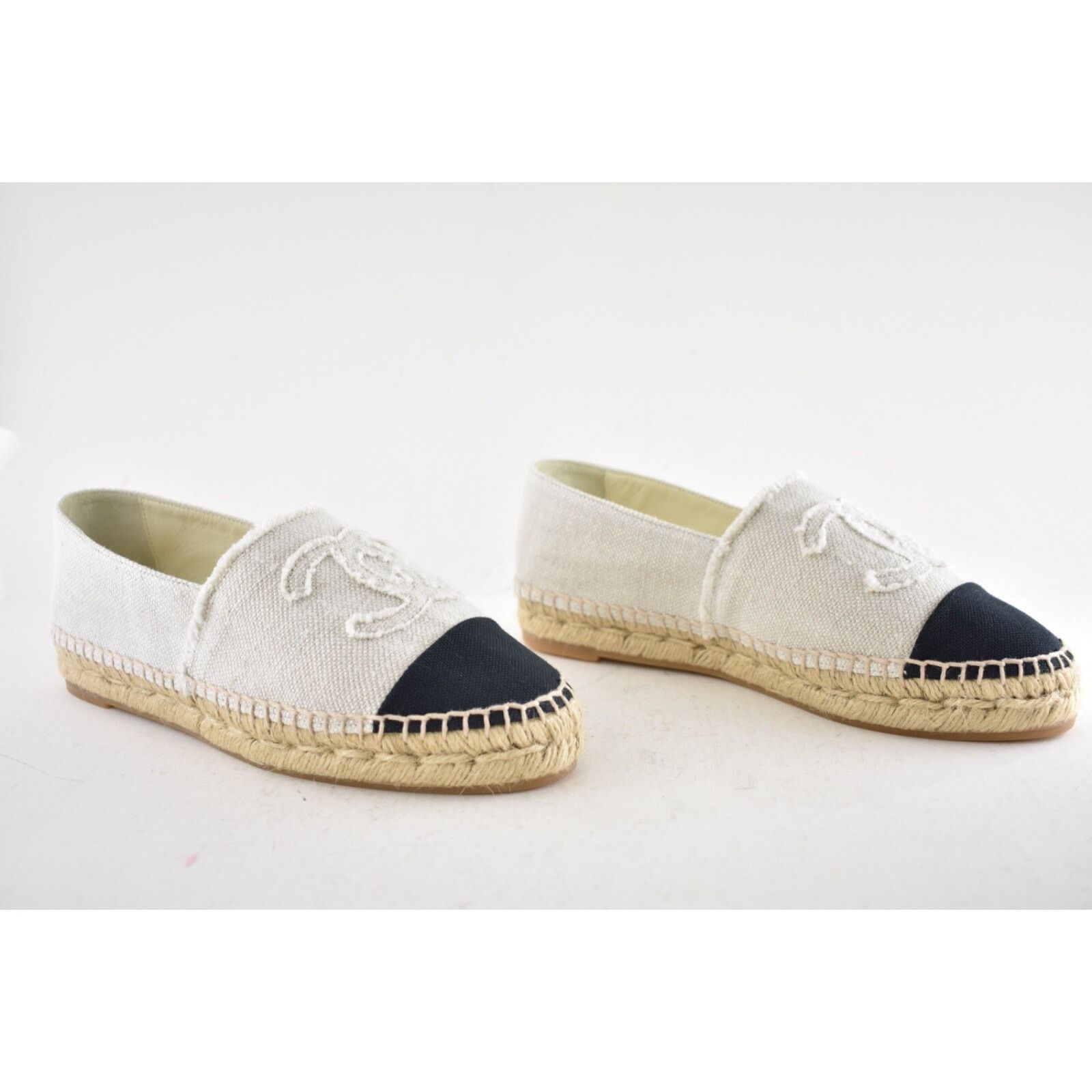 Chanel Chanel REV Beige Black Linen Canvas CC Logo Double Sole Size US 7 / IT 37 - 4 Thumbnail