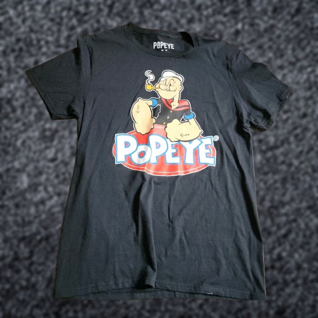 Vintage Popeye the Sailorman Mens M Graphic Tee Shirt 100% Cotton Black Short Sleeve Crew Neck 90s Cartoon T Shirt Popeye Brand Mens Size US M / EU 48-50 / 2 - 1 Thumbnail