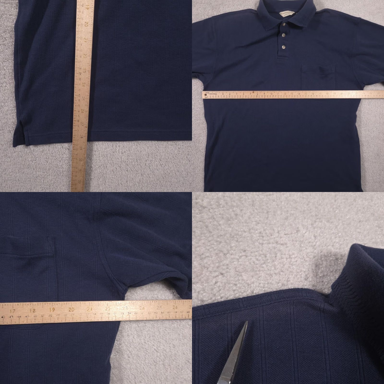 Arrow Arrow Tournament Polo Shirt Mens M Blue Textured Stripe Knit Pocket Casual Size US M / EU 48-50 / 2 - 8 Thumbnail