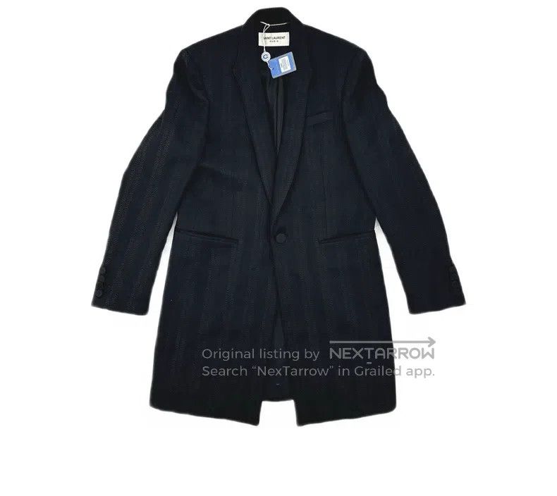 Saint Laurent Paris Saint Laurent Paris Black Striped Wool Suit Size US M / EU 48-50 / 2 - 2 Thumbnail