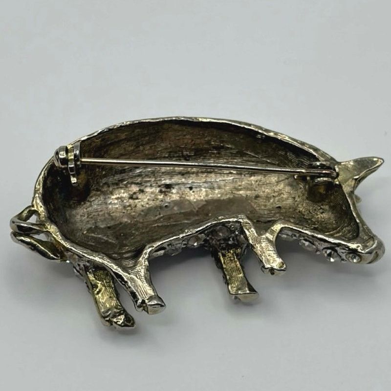 Other Silver Crystal Pig Pin Size ONE SIZE - 4 Thumbnail