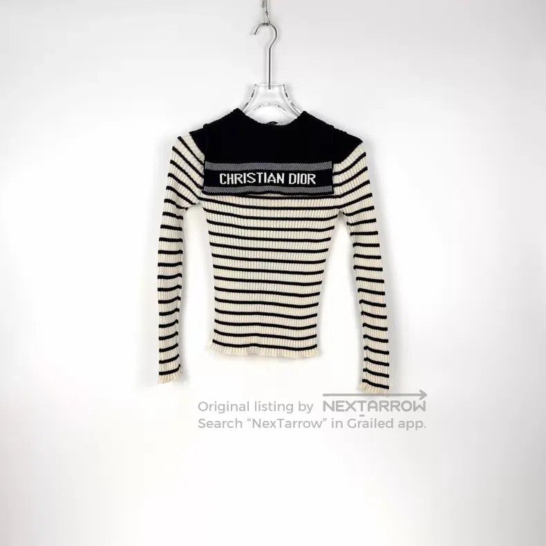 Dior Dior Dark blue and white striped navy collar sweater Size XS / US 0-2 / IT 36-38 - 4 Thumbnail