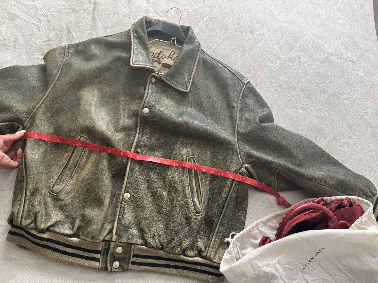 NFL Vintage Redskins Paris Green Leather Varsity Baseball Jacket Size US XL / EU 56 / 4 - 11 Thumbnail