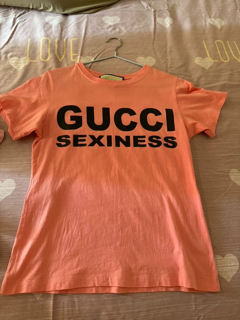 Gucci Gucci Orange T-Shirt with Black Print-dmc Size US XXS / EU 40 - 1 Thumbnail