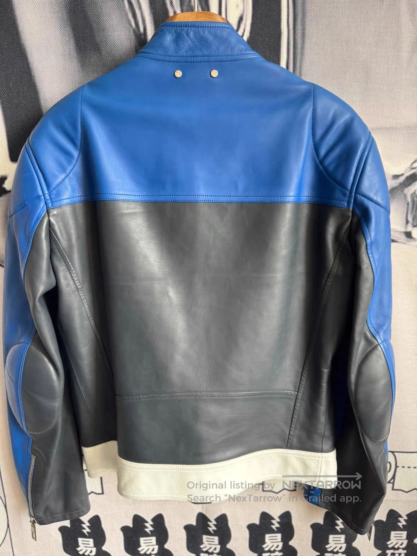 Louis Vuitton Blue and Black Leather Biker Jacket. Size US M / EU 48-50 / 2 - 2 Thumbnail