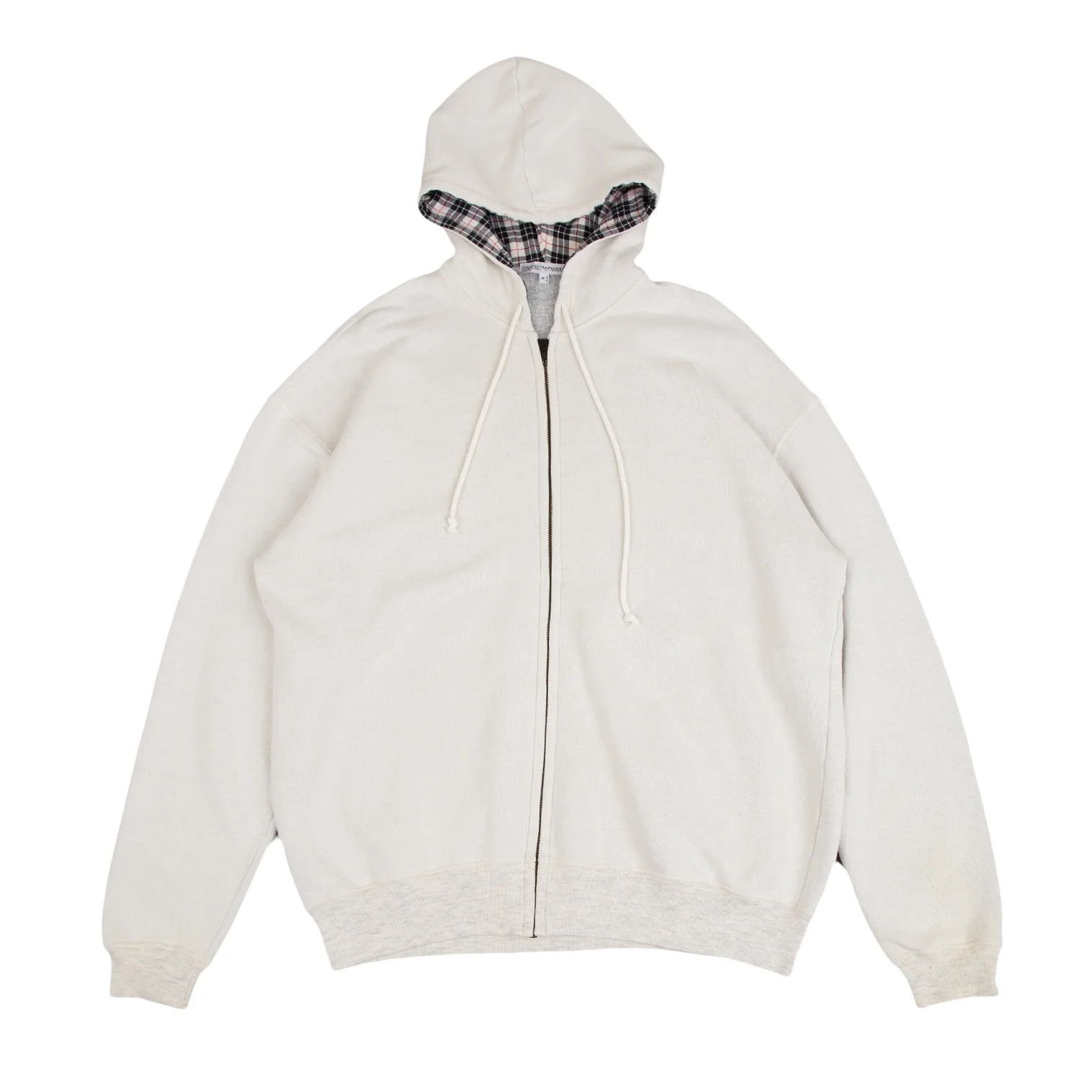 Emporio Armani Cotton Rayon Back Print Zip-Up Hoodie Off White M Size US M / EU 48-50 / 2 - 3 Thumbnail