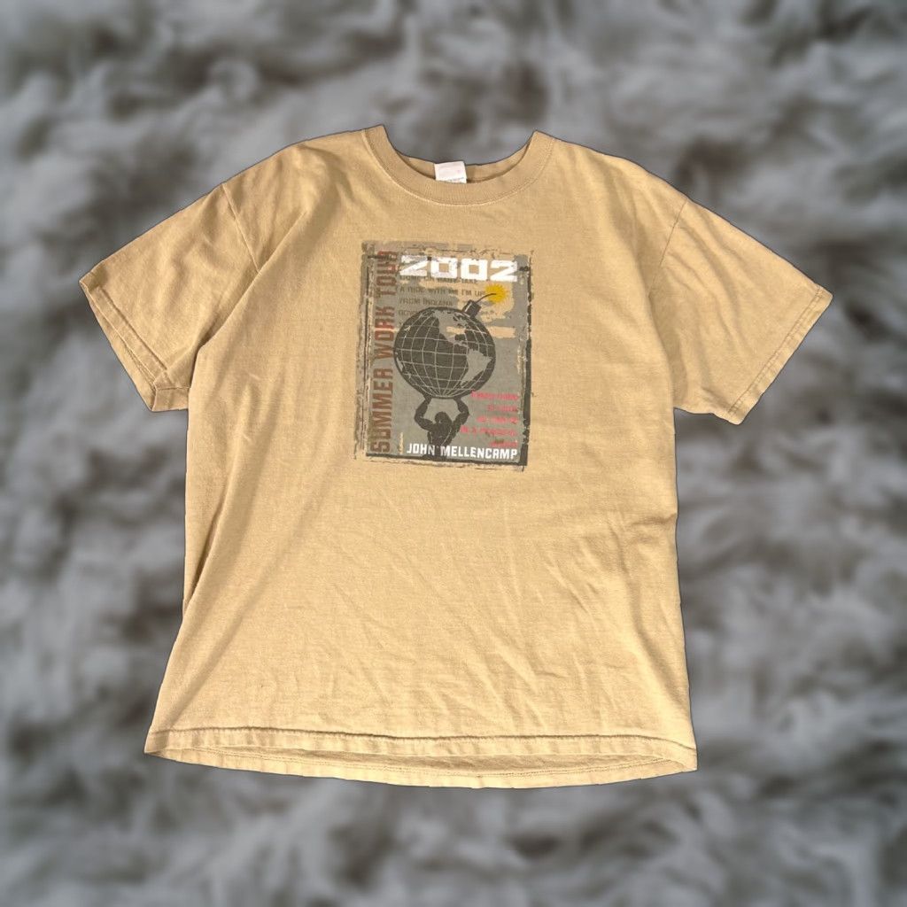 Anvil John Mellencamp 2002 Summer Tour T-Shirt Large Tan Anvil Vintage Rock Concert T Size US L / EU 52-54 / 3 - 1 Thumbnail