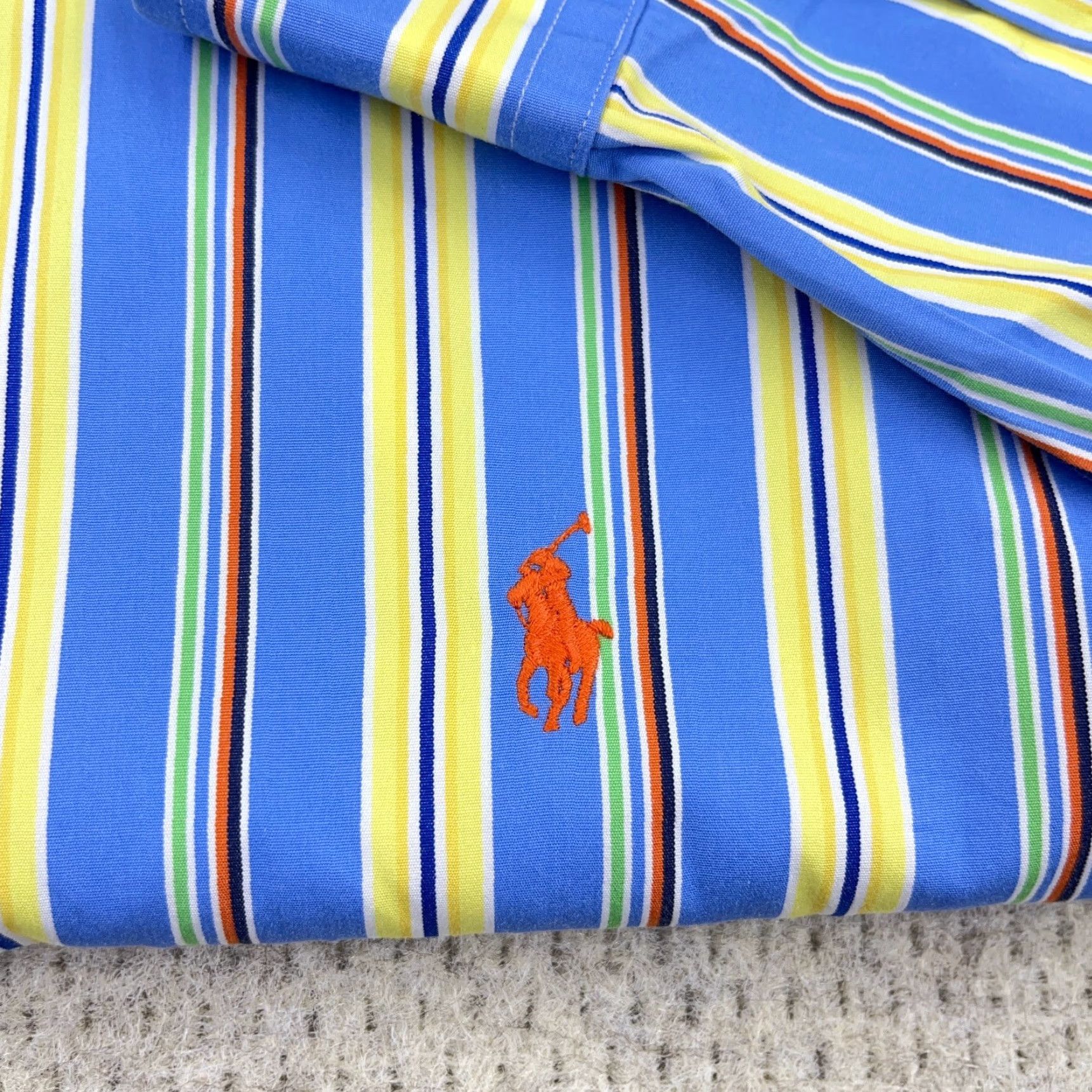 Ralph Lauren Ralph Lauren Shirt Men XL Button-Up Striped Blue Yellow Cotton Classic Fit Poplin Pony Size US XL / EU 56 / 4 - 6 Thumbnail