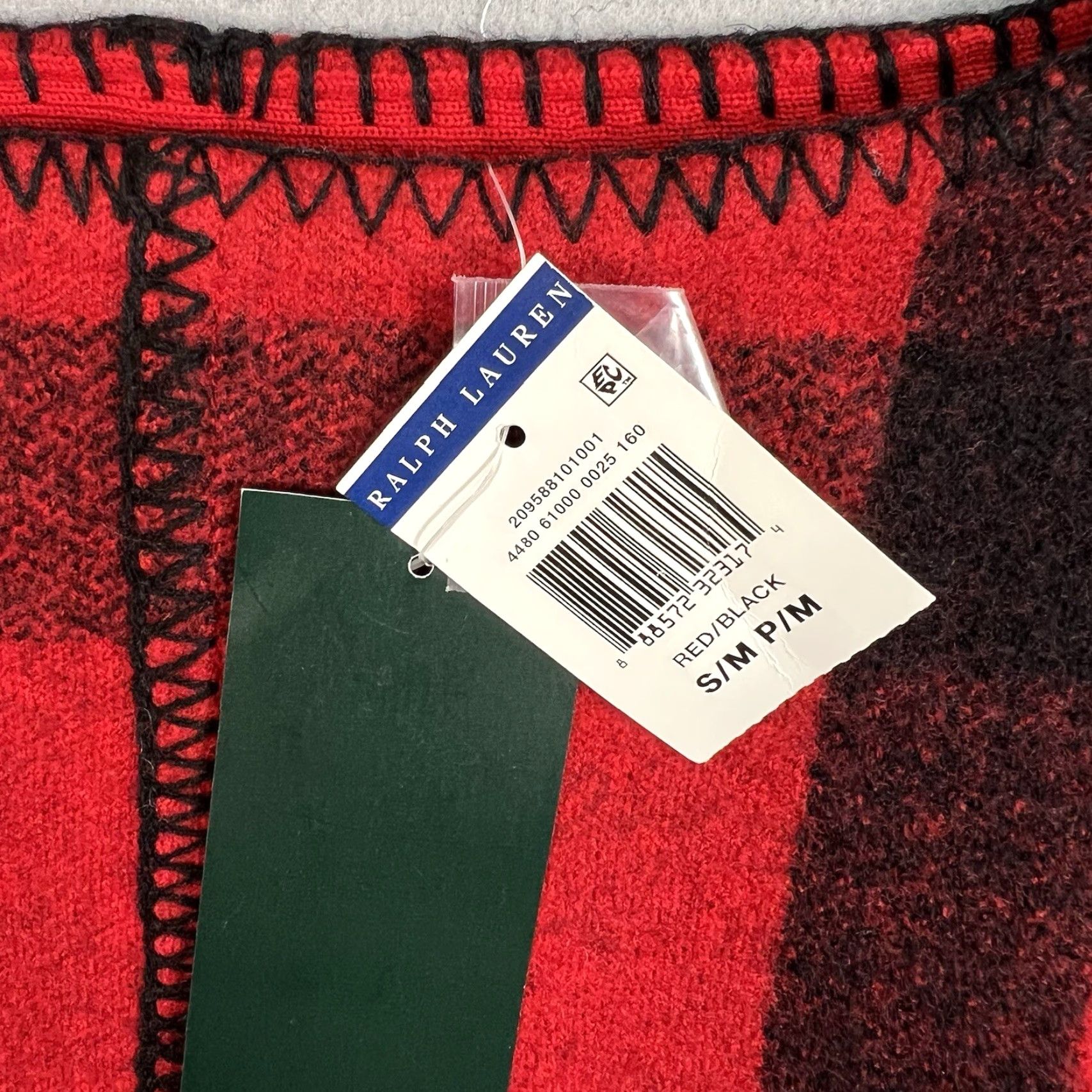 Ralph Lauren NWT! Lauren Ralph Lauren S/ M Red Plaid Fringe Poncho Cape Pullover Wool Blend Size S / US 4 / IT 40 - 7 Thumbnail