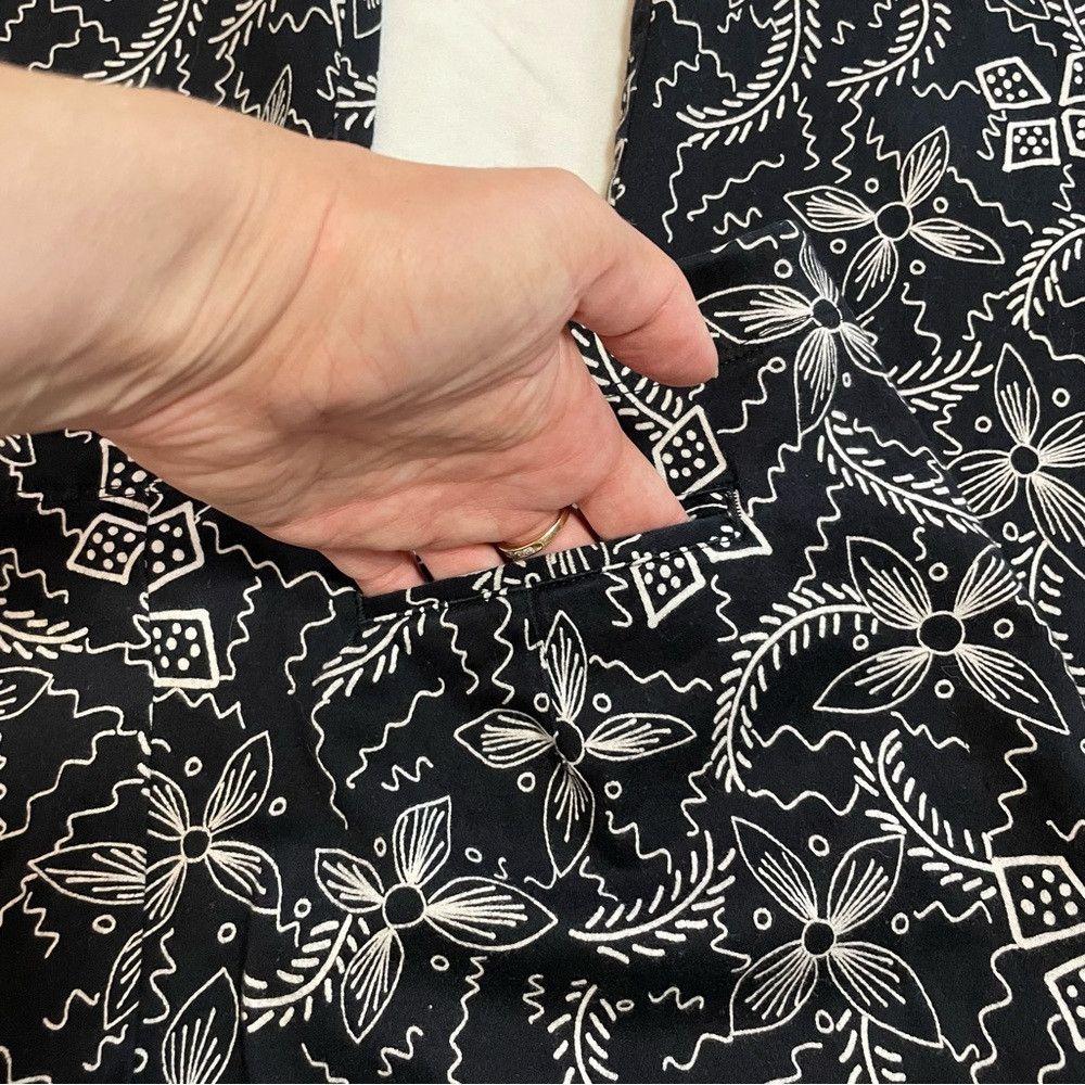 Chicos Chico's Design Black White Floral Cotton Pants Size 2 US L Size 36" / US 14 / IT 50 - 8 Thumbnail