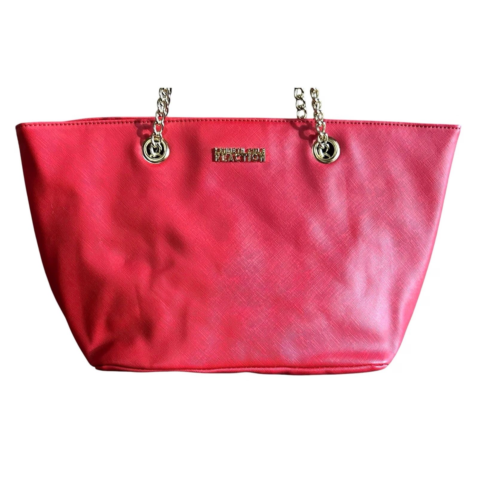 Kenneth Cole KENNETH COLE REACTION Red Shoulder Hand Bag Women's Purse Chain Handles Tote Size ONE SIZE - 2 Thumbnail