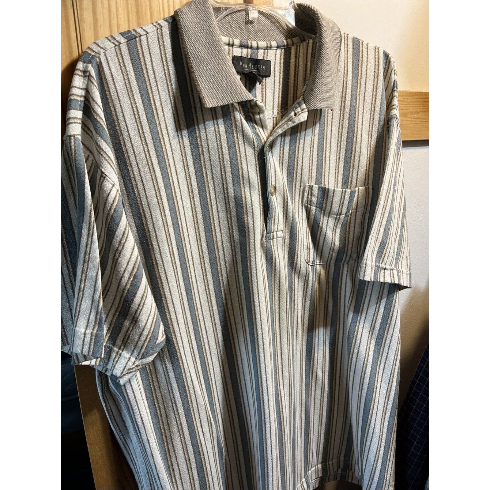 Van Heusen VTG Van Heusen Striped Polo Shirt Men’s Sz XL SS Blue White Size US XL / EU 56 / 4 - 2 Thumbnail