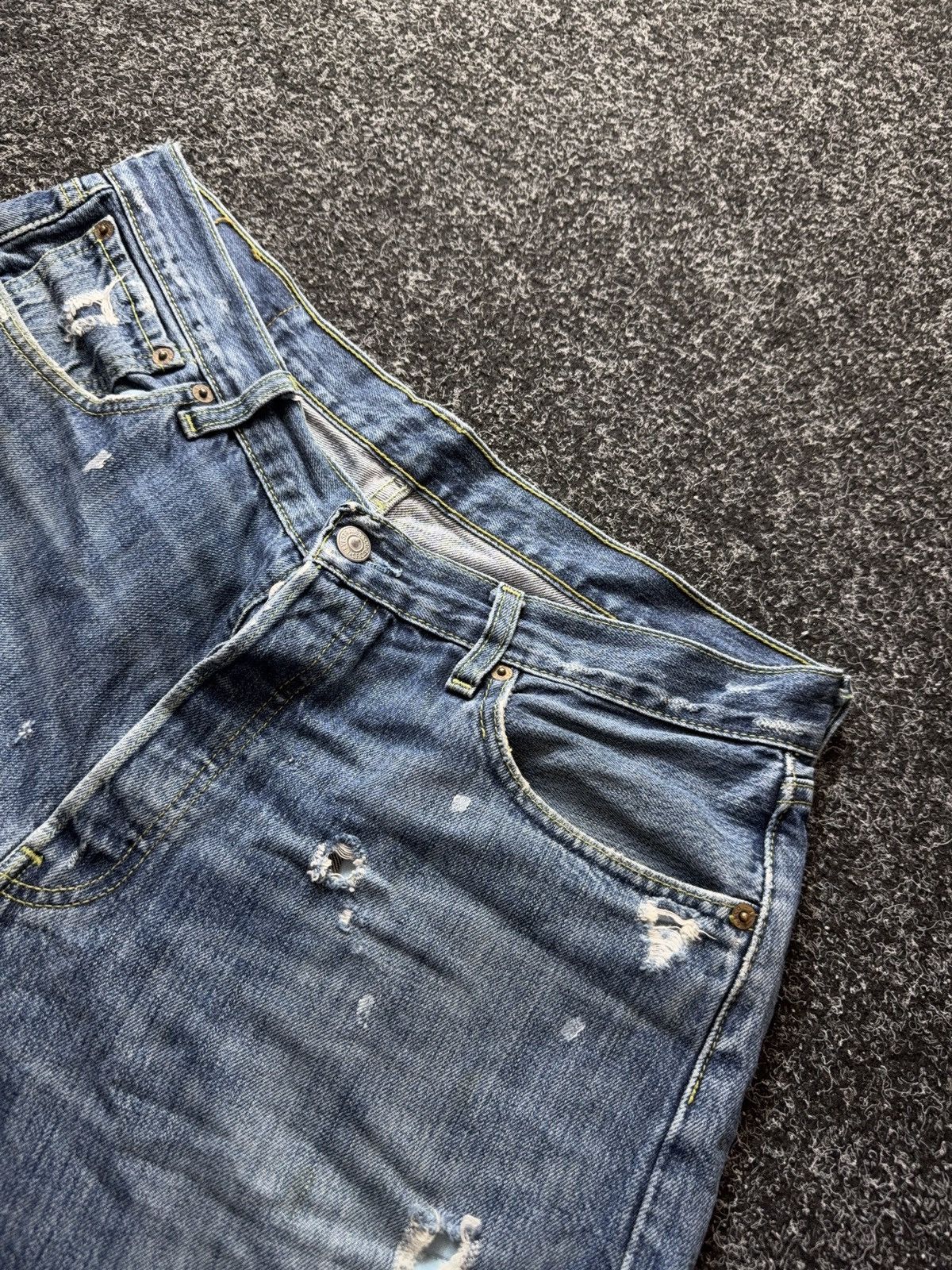 Levi's 00s Y2K Levis 501 Distressed Denim Jeans Vintage Wash Grunge Size US 34 / EU 50 - 7 Thumbnail