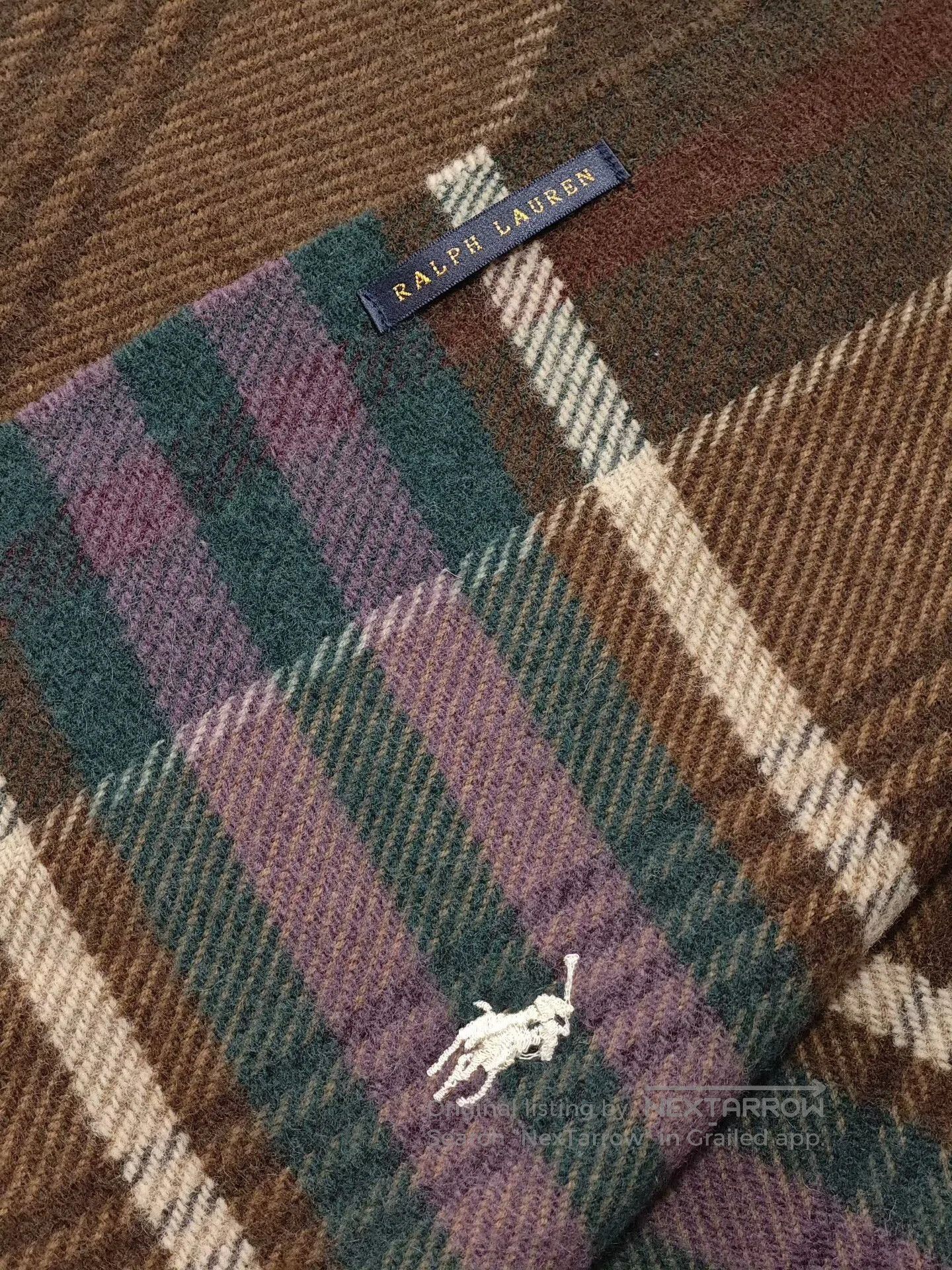 Polo Ralph Lauren Ralph Lauren Brown Plaid Wool Shawl. Size ONE SIZE - 4 Thumbnail