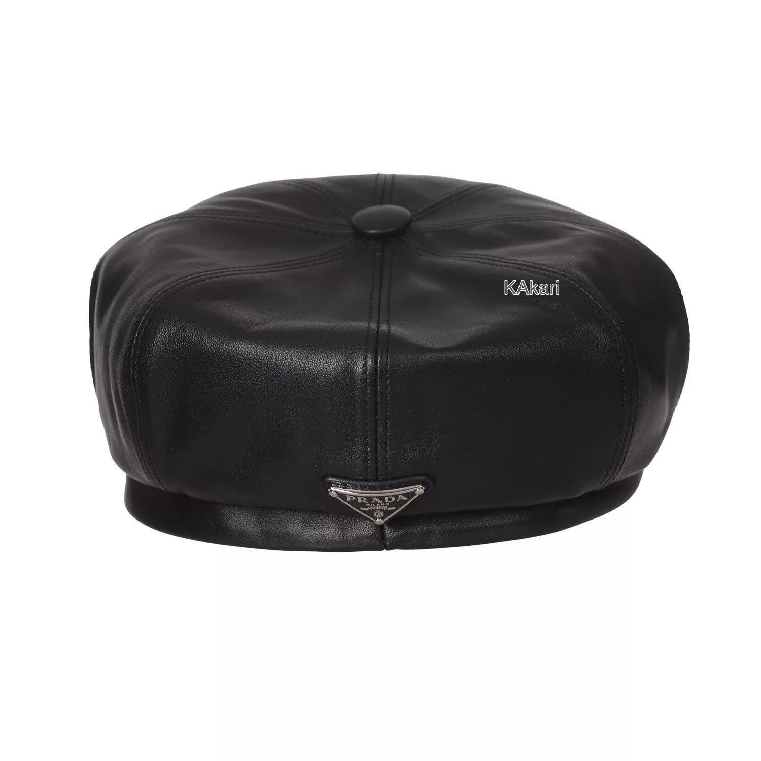 Prada Black Leather sboy Cap Size ONE SIZE - 6 Thumbnail