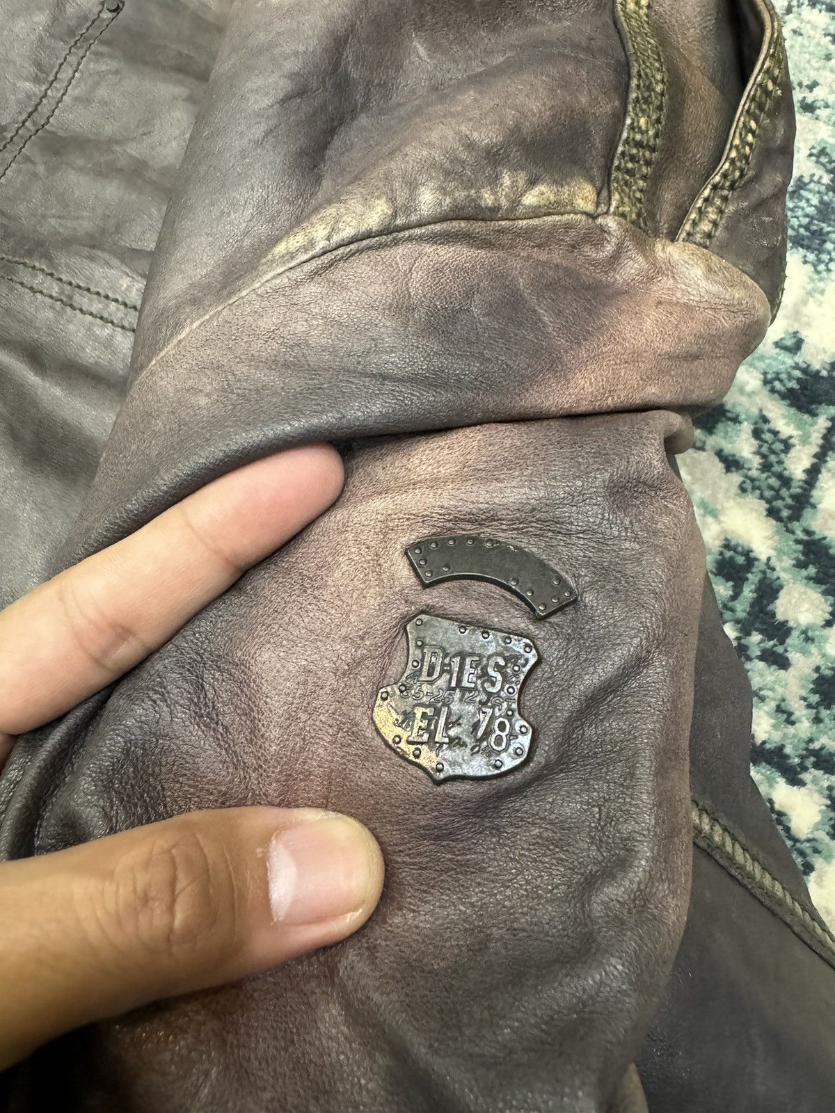 Diesel DIESEL DISTRESSED PATTEN LAMBSKIN BIKER LEATHER JACKET Size US M / EU 48-50 / 2 - 7 Thumbnail