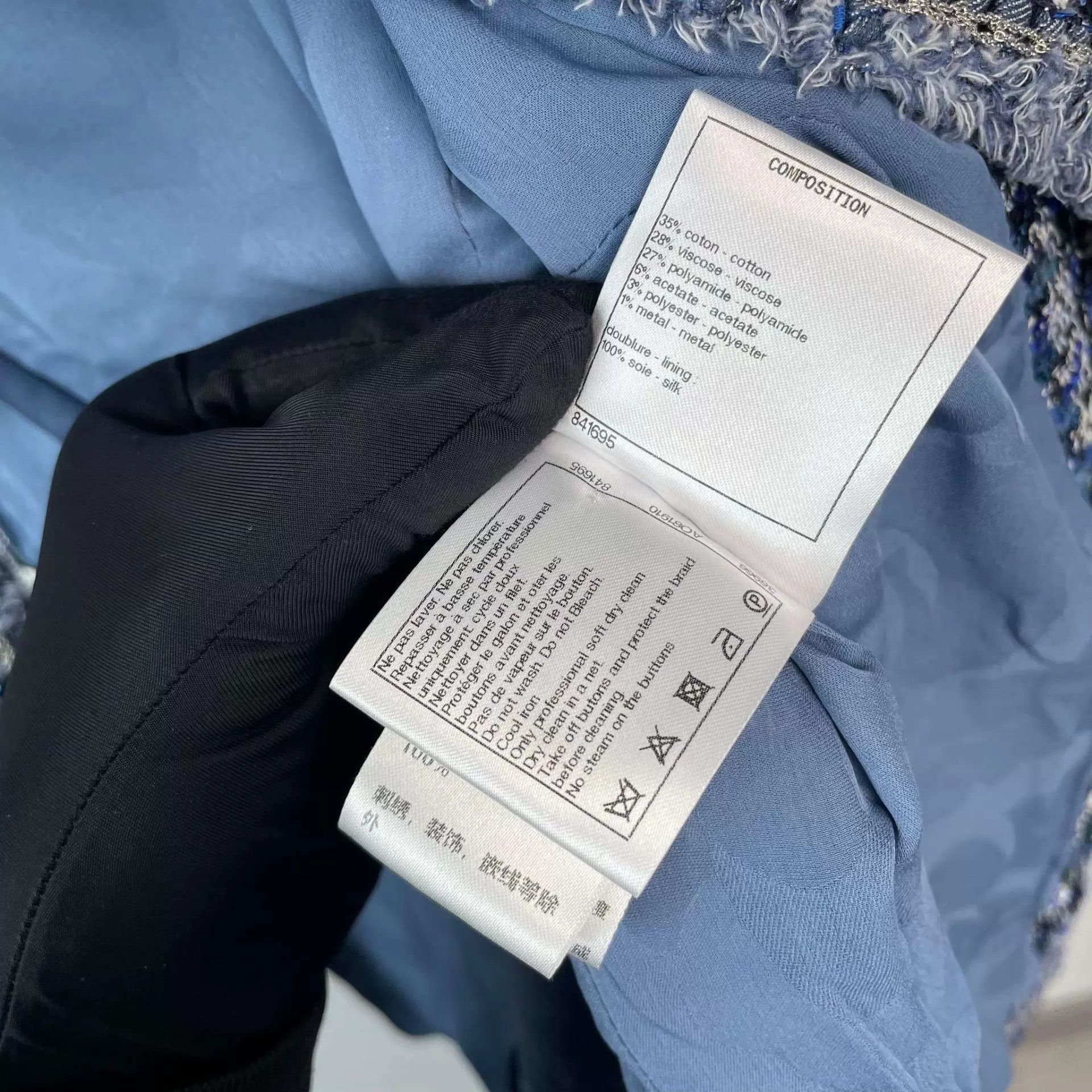 Chanel 95 New Chanel knit high neck jacket women's 34 blue Size XS / US 0-2 / IT 36-38 - 8 Thumbnail