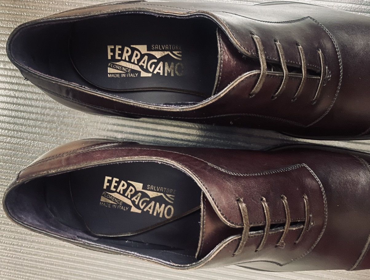 Salvatore Ferragamo Ferragamo 🇮🇹 berry Salviatino cap toe oxfords 12 D NEW Size US 12 / EU 45 - 2 Thumbnail