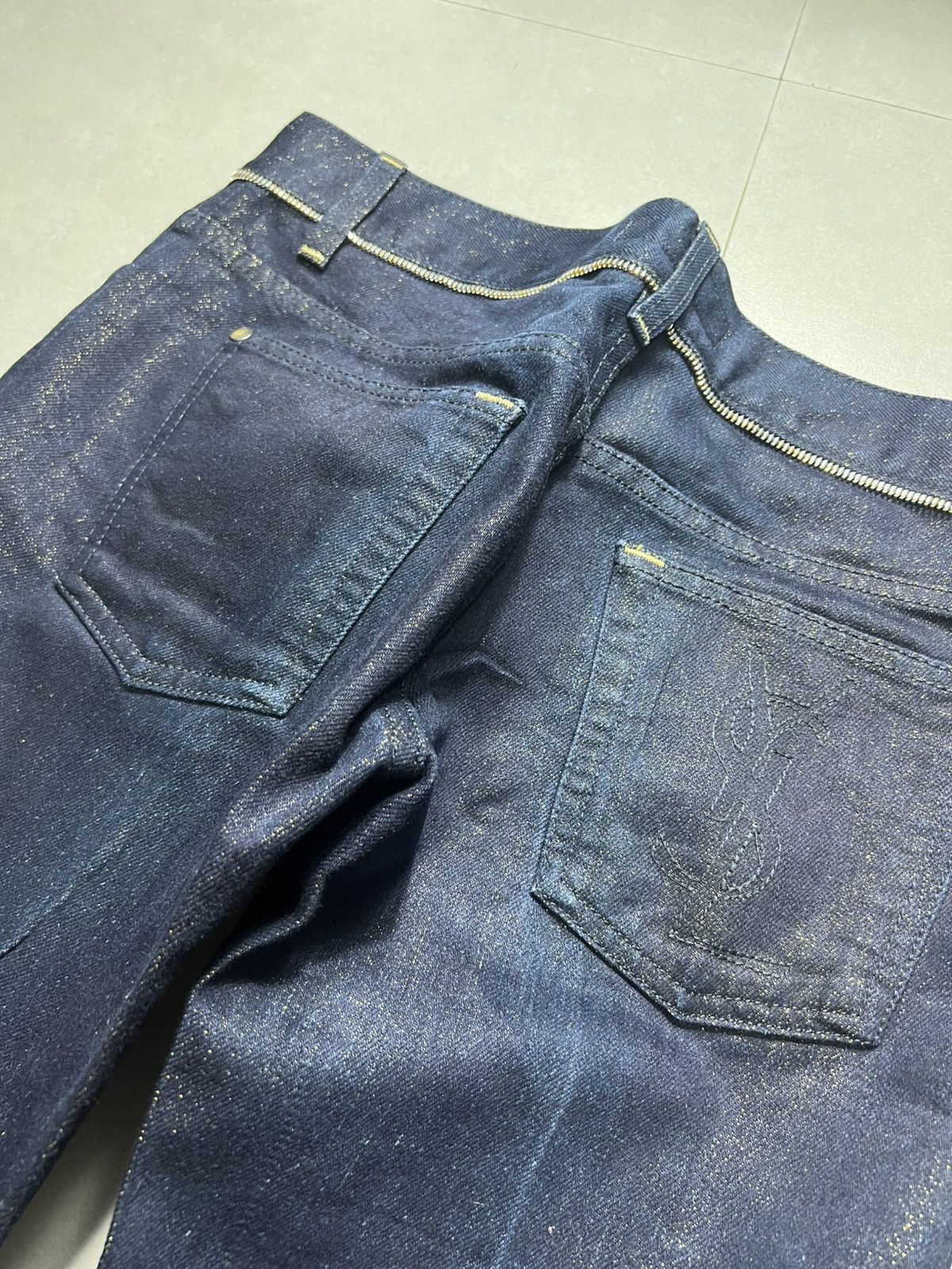 Yves Saint Laurent Yves Saint Laurent - Navy Sparkle Denim Zipper Size 26" / US 2 / IT 38 - 8 Thumbnail