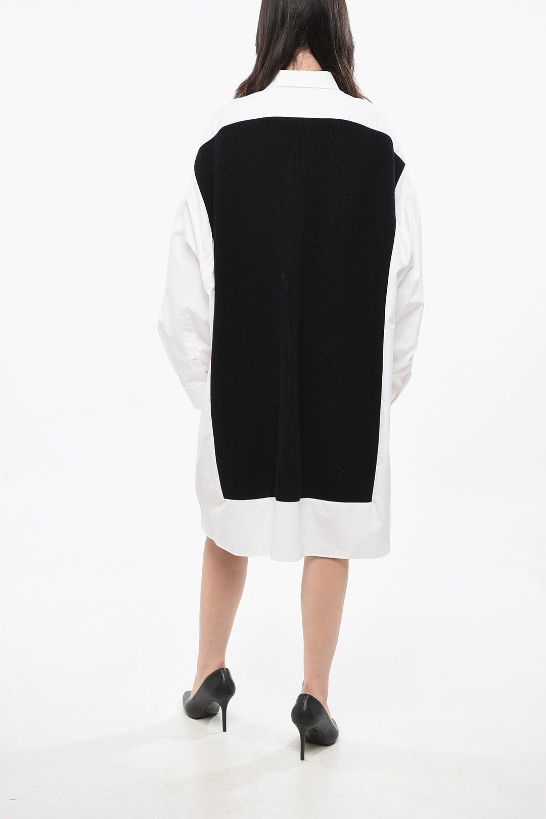 Maison Margiela og1mm1125 Two-Tone Double Fabric Oversized Shirt White/Black Size XS / US 0-2 / IT 36-38 - 2 Thumbnail