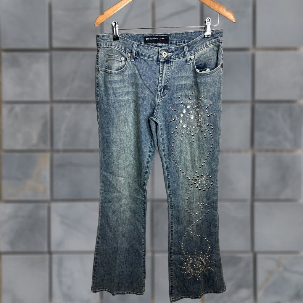 Denime VINTAGE Blue Pointe Jeans Women Size 11 Blue Straight Y2K Mid Rise Jeans 3736 Size 29" - 1 Thumbnail
