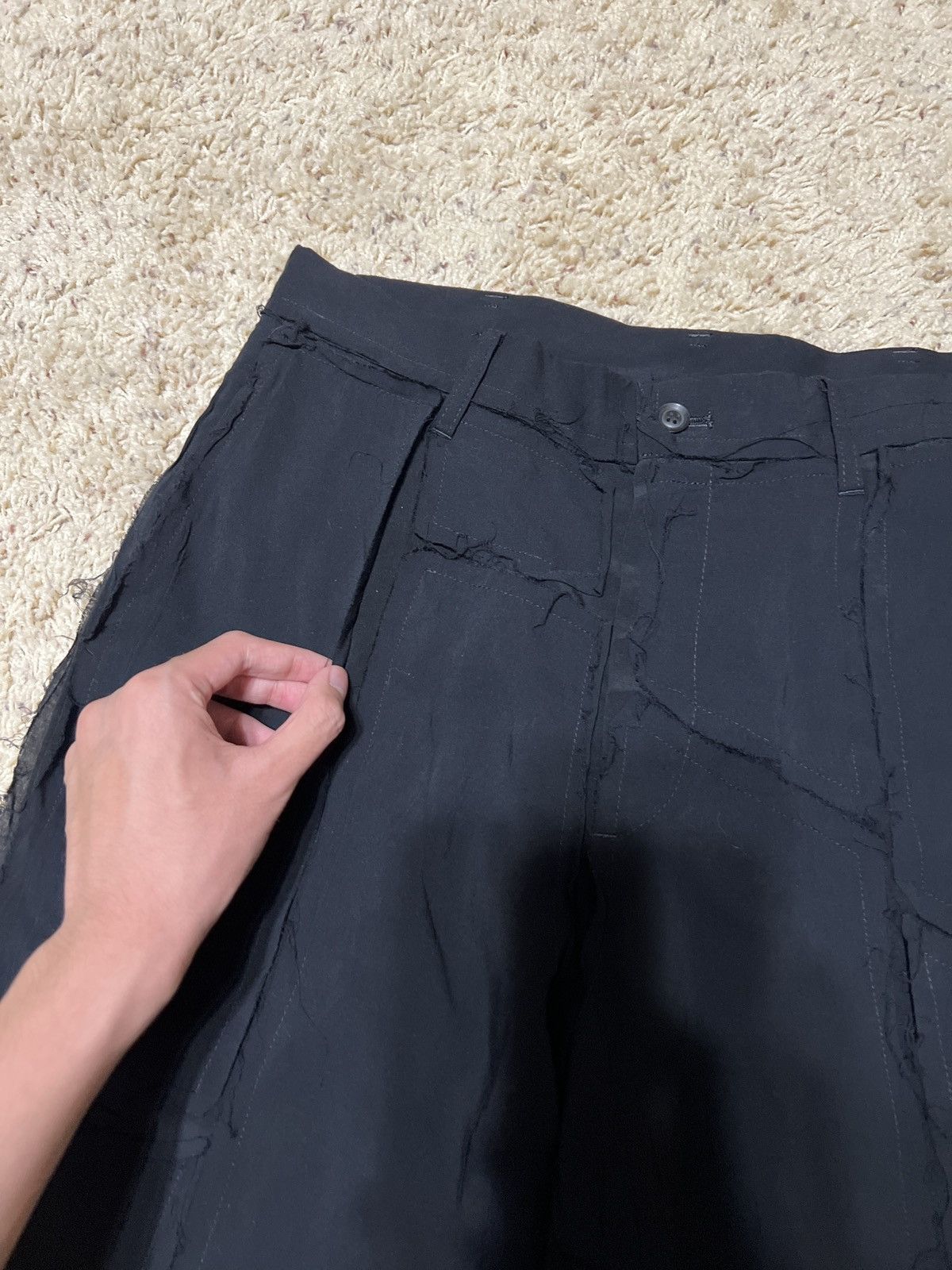 Yohji Yamamoto B by Yohji Yamamoto AW18 Distressed Patchwork Trousers Size US 30 / EU 46 - 7 Thumbnail