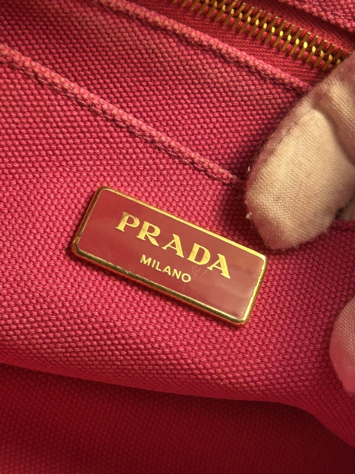 Prada Prada Pink Canapa Hand Bag Size ONE SIZE - 6 Thumbnail