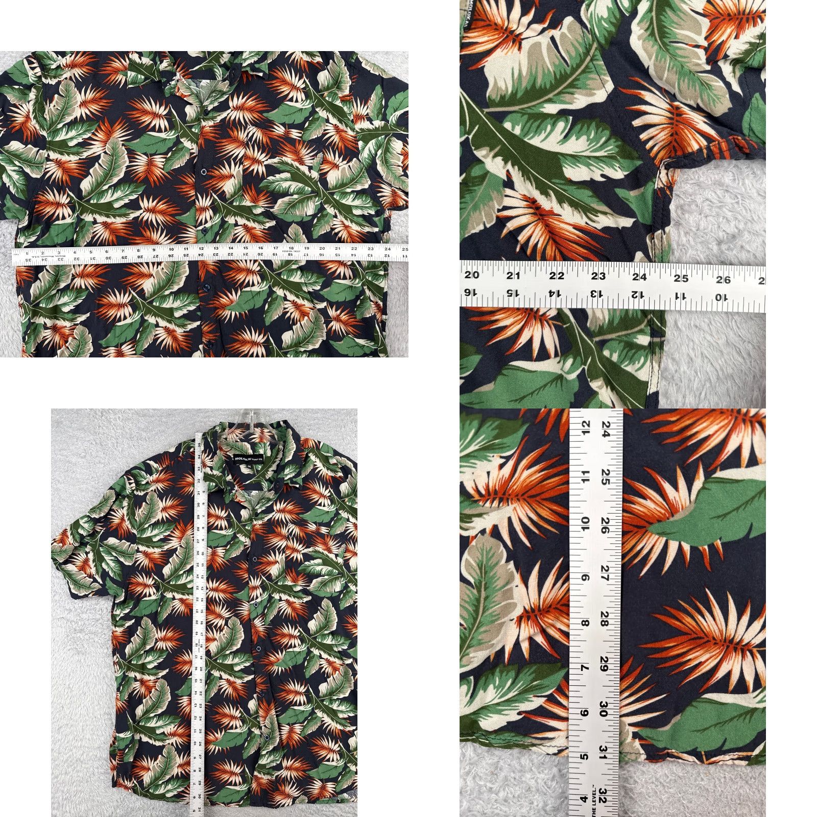CO VINTAGE Molokai Surf Co Shirt Men 2XL Blue Floral Leaf 100% Rayon Hawaiian Button-Up Short Sleeve Mens Size US XXL / EU 58 / 5 - 8 Thumbnail