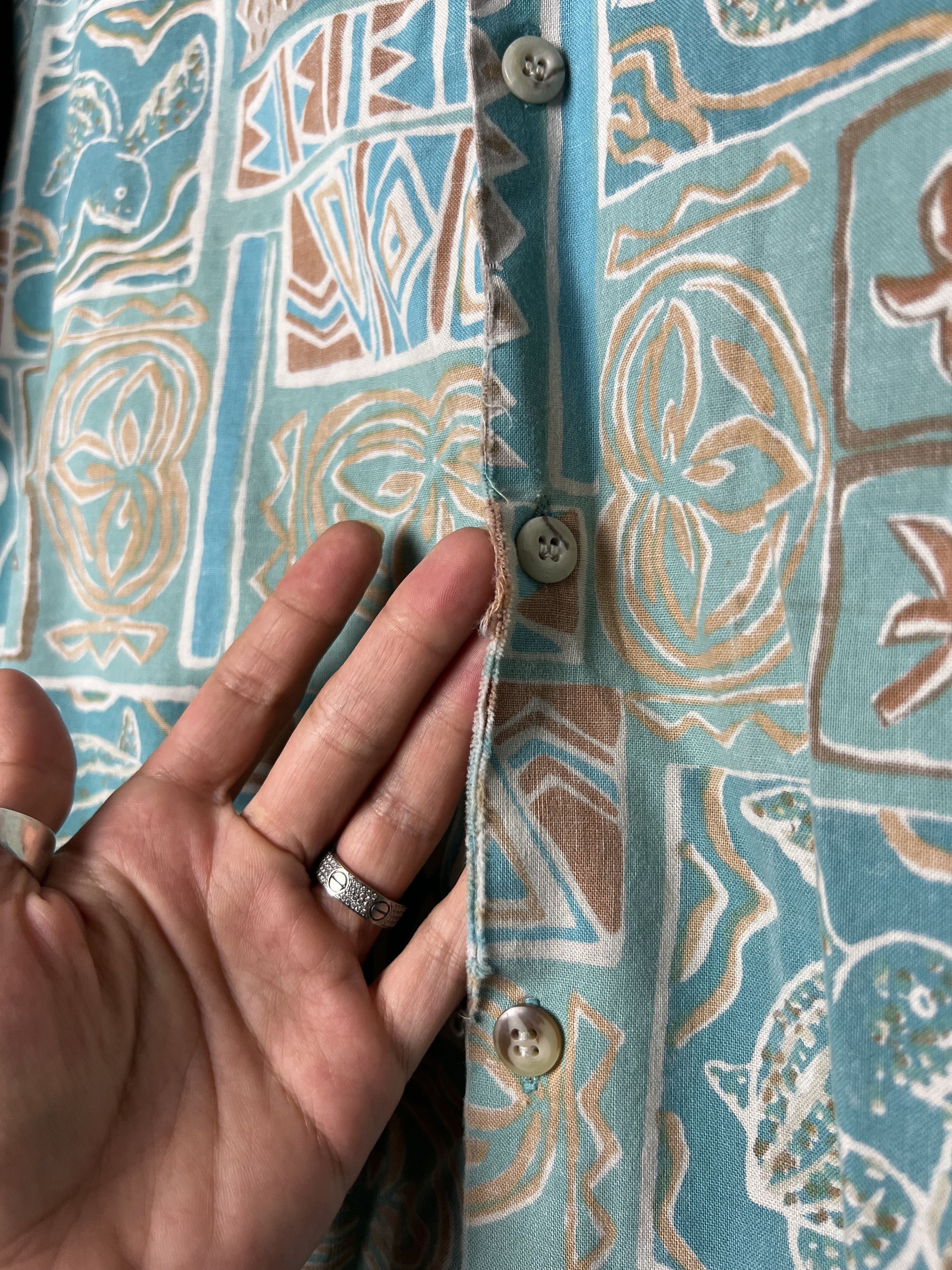 Vintage Vntg 70s Hawaiian Aloha Shirt: Barefoot in Paradise Abstract Size US L / EU 52-54 / 3 - 6 Thumbnail