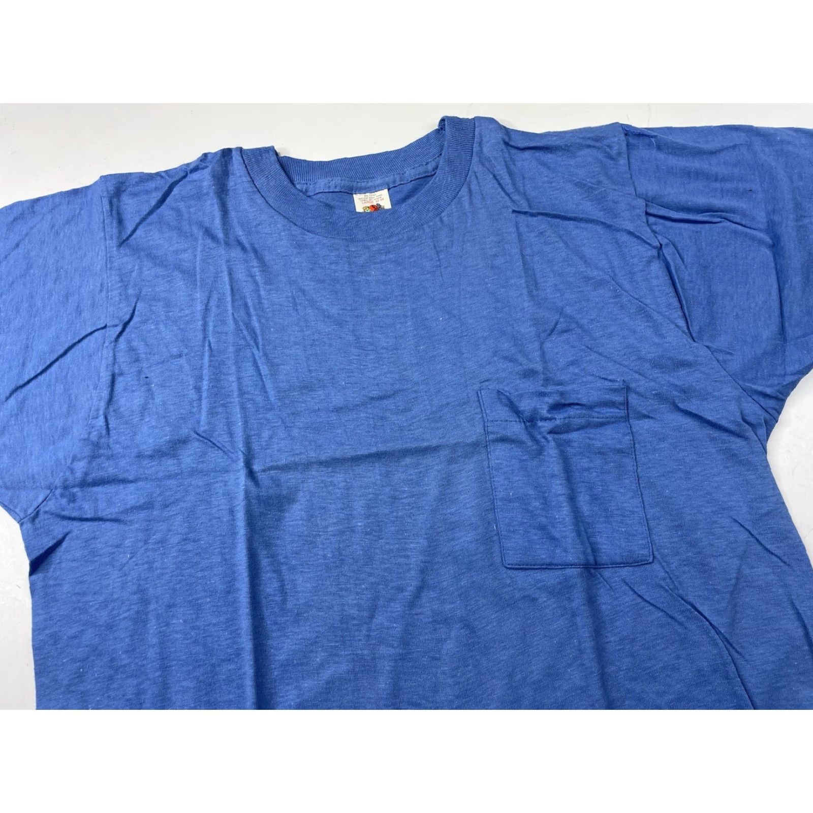 Fruit Of The Loom VINTAGE Fruit of the Loom T-Shirt Selvedge Pocket Large Blue Crew Neck Short Sleeve 90s Grunge Skate Men Size US L / EU 52-54 / 3 - 2 Thumbnail