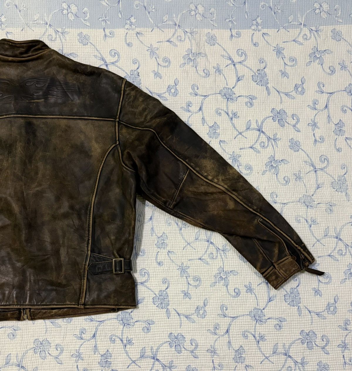 Other Cafe Racer Leather Jacket Biker Flame Jacket Size US L / EU 52-54 / 3 - 8 Thumbnail