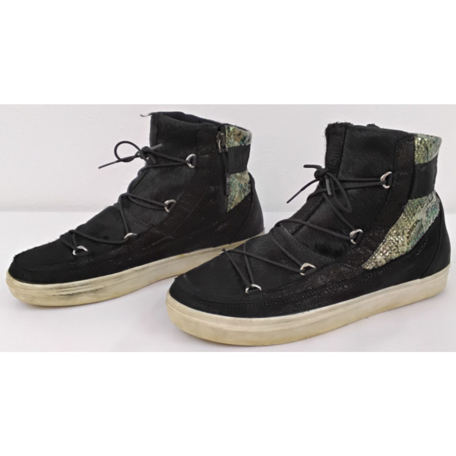 Moon Boot Moon Boot Sneakers Women's 9.5 Black Fur & Snake Print Size US 9.5 / IT 39.5 - 4 Thumbnail