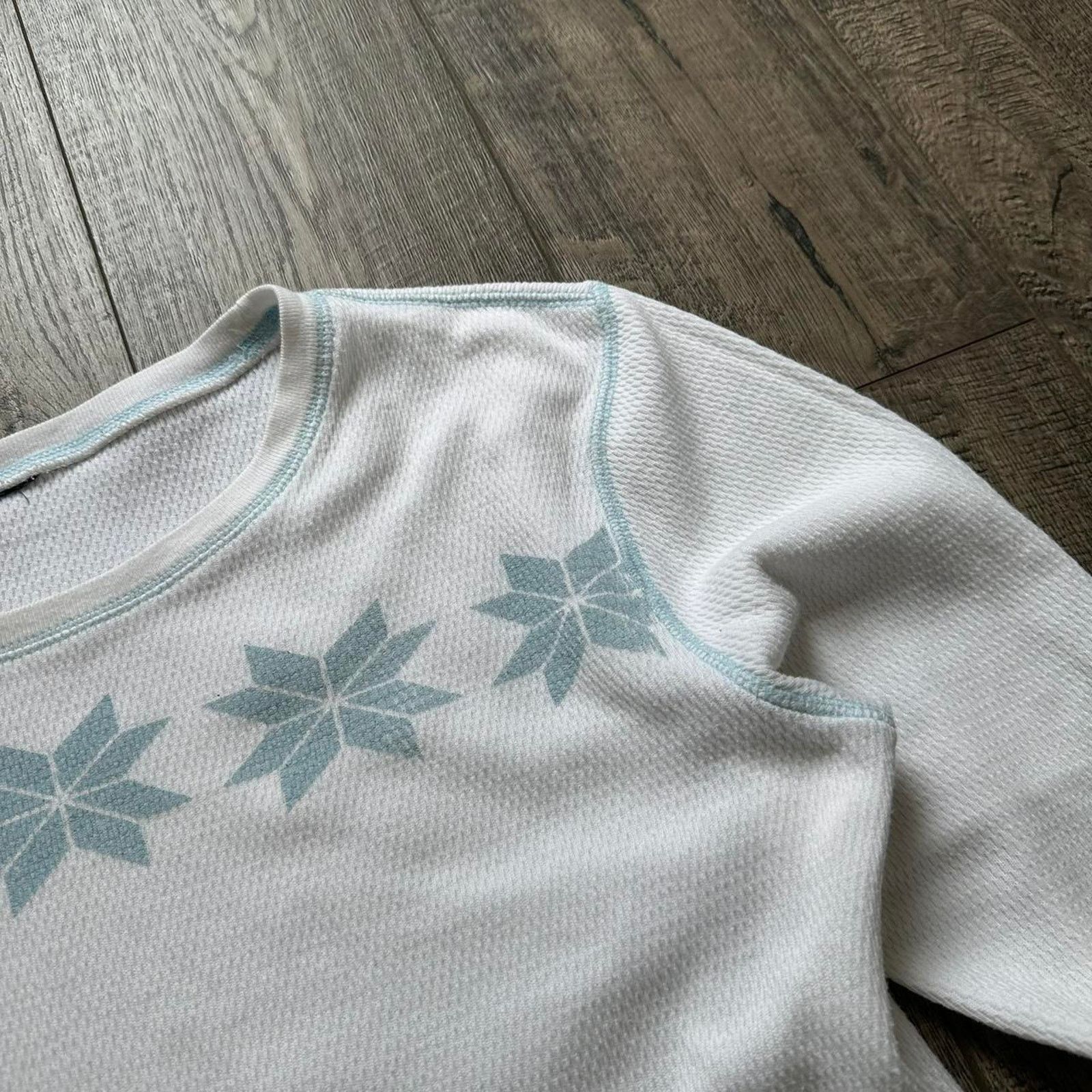 Gap × Vintage Vintage Y2K GAP Snowflake Ski Thermal Waffle Raw Longsleeve Size M / US 6-8 / IT 42-44 - 3 Thumbnail