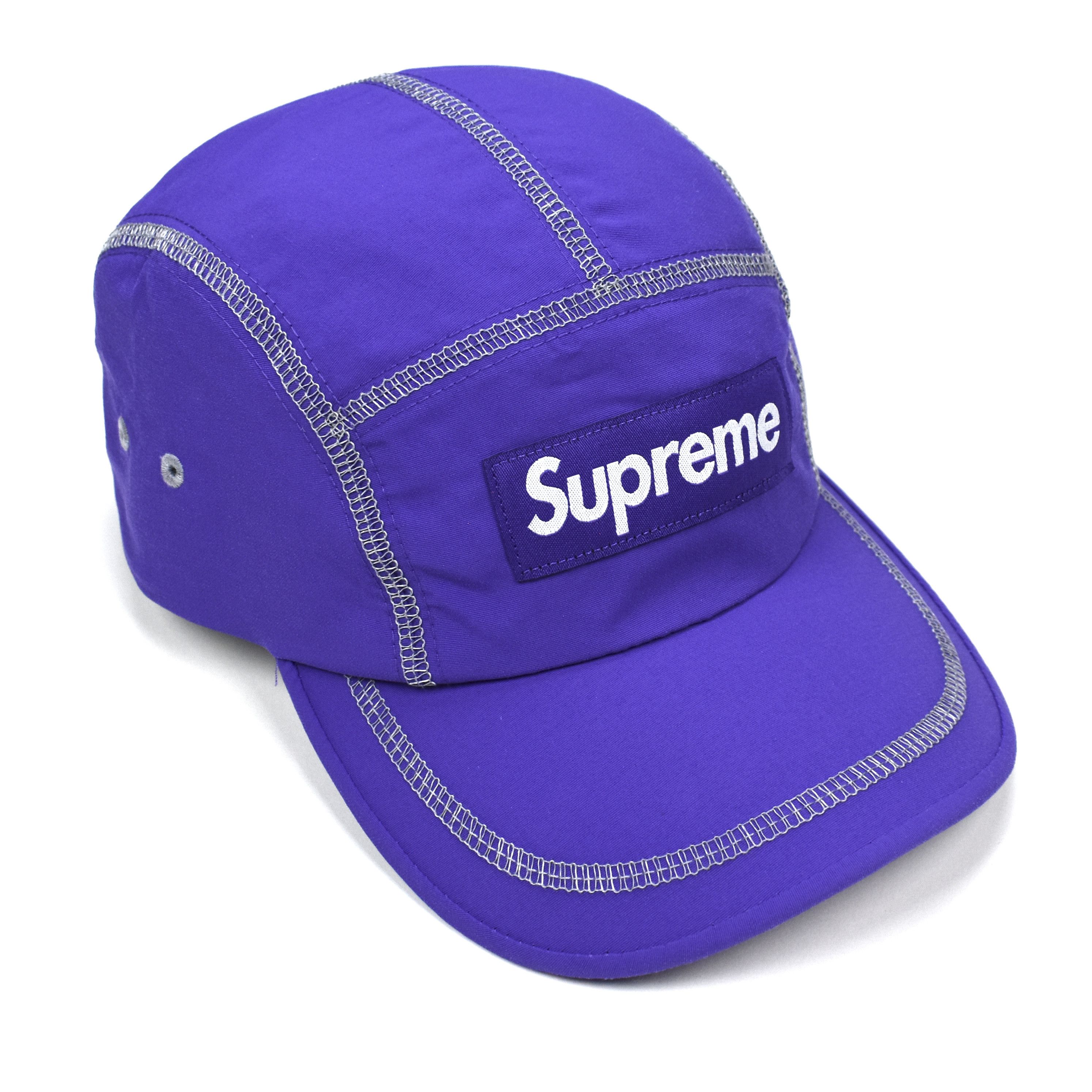 Supreme Purple Box Logo Compass Reflective Stitch Hat Camp Cap